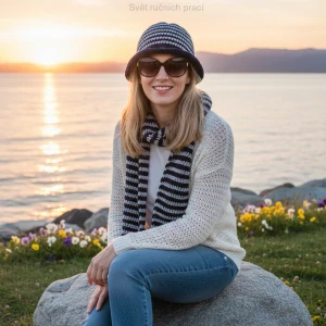 Modrobíle pruhovaný klobouček