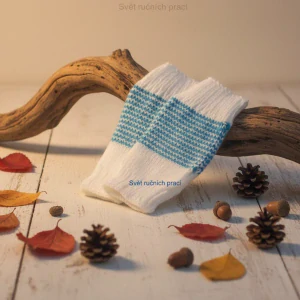 Návleky - bezprstové - bílotyrkysové