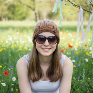 Kávová - čepice se třemi knoflíčky