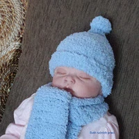Světle modrý set - newborn - šála + čepička